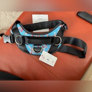 Blue Floral Dog Harness